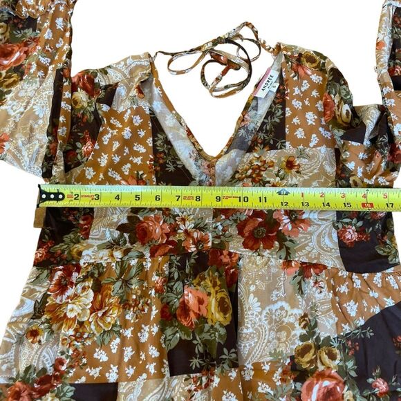 Andree By Unit Savanna Jane Floral Patchwork Babydoll Dress Womens Size Small - Picture 11 of 12